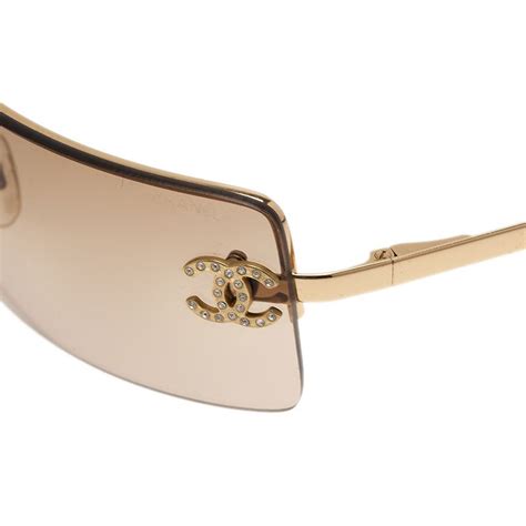 chanel round sunglasses gold|Chanel frameless sunglasses.